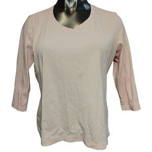 St.John's Bay Women's White Quarter Sleeve Round Neck Top PXL